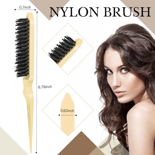Geiserailie 3 Pcs Slick Back Hair Brush Set Bristle Brush, Beige - Image 3