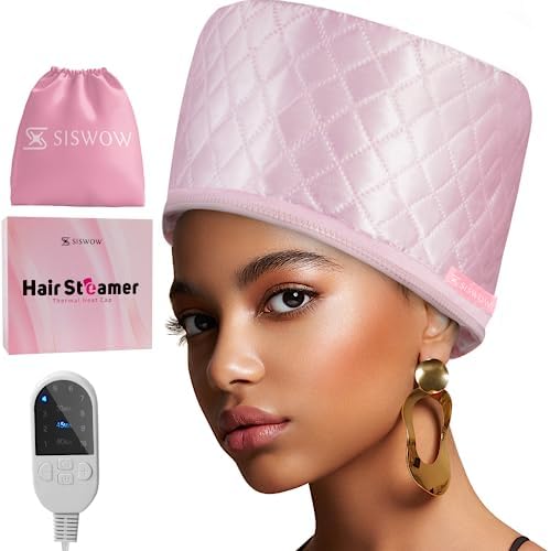 SISWOW Thermal Steamer Cap for Great Deep Conditioning With 10-level Heat for Natural Black Hair by SISWOW