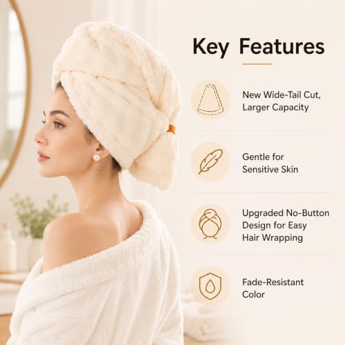 Microfiber Hair Drying Towel 2Pack, Large Hair Drying Towel for Women - Image 3