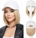 SEGO Baseball Cap with Hair Extensions for Women Synthetic Hair Attached Short Straight Hairpiece White Baseball Cap Wig Adjustable Hat Wigs for Women 6 Inch 85P613 Light Blonde Mix Bleach Blonde by SEGO
