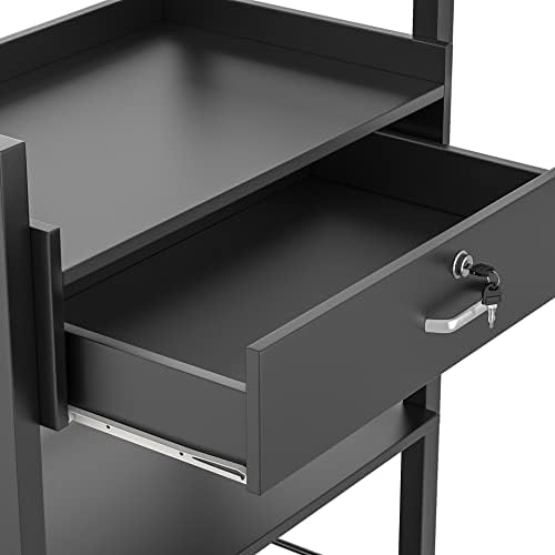 Paddie Salon Trolley Cart, Salon Tray Wooden Mobile Utility Cabinet with 1 Drawer 2 Trays, Rolling Storage Station Medical Esthetic Supply Holder for Beauty Spa (1 Drawer, Black) - Image 4