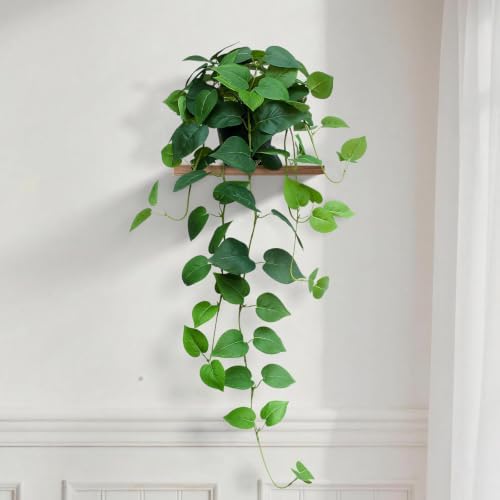 Fake Pothos Hanging Plants, 33" Potted Artificial Hanging Plant, Faux Pothos Silk Vines Hanging Plant Greenery for Home Living Room Indoor Decor by Unknown