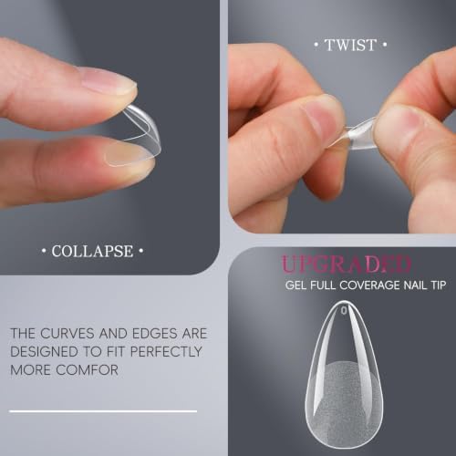 Krofaue 240PCS Almond Nail Tips, Half Matte Soft Gel, 12 Sizes - Image 4