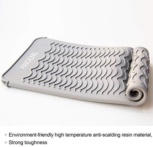 ANGENIL Professional Silicone Heat Resistant Mat Pouch for Hair Straightener, Curling Iron and Flat Iron, Portable Travel Mat and Cover for Hair Styling Tools, Grey - Image 3