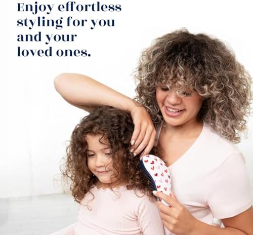 Crave Naturals Glide Thru Detangling Hair Brush for Adults and Kids - Detangler Hairbrush for Curly or Straight, Wet or Dry Hair - Gentle on Tangles Comb - Purple and Pink Hearts (Pack of 2) - Image 2