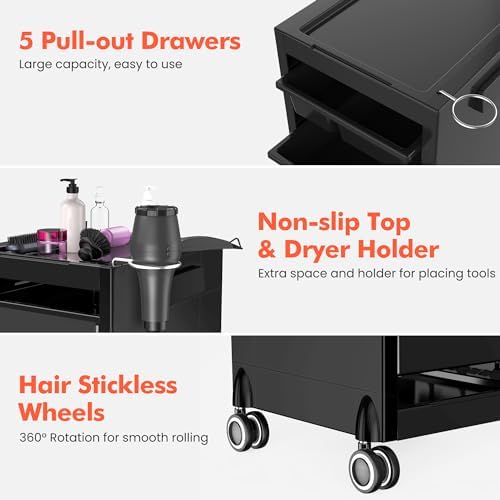 TASALON New Salon Trolley Cart with Wheels for Extra Storage - Image 4