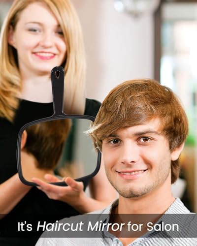Gladmart 10.3" L x 7.4" W Hand Mirror for Home and Barber, Black - Image 5