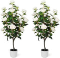 2 Pack 34'' Artificial Camellia Tree with 20 White Flowers by Unknown