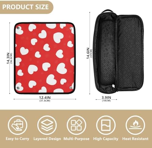 Love Hearts Hair Tools Travel Bag Portable Carrying Case Travel Pouch Organizer with Heat Resistant Mat for Hair Dryer Curling Iron Flat Irons - Image 4