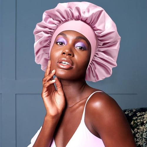 AWAYTR 2-Layer Satin Hair Bonnet, Tie Band Sleep Cap for Women - Image 5