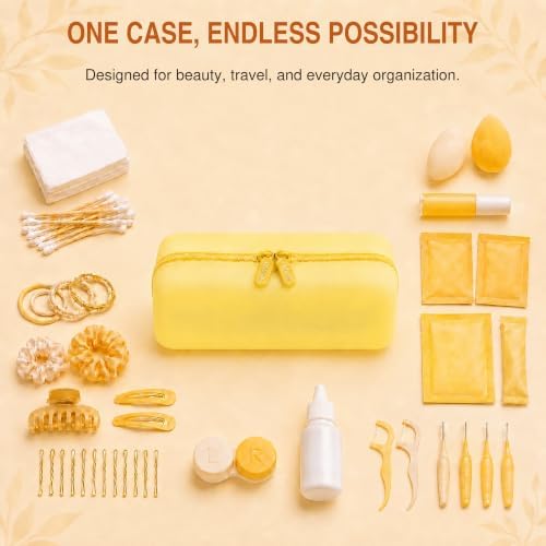 Cotton Pad Swab Travel Case, 2-in-1 Waterproof Organizer - Lemon Glow - Image 6