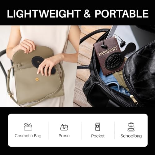 RHOS Mini Hair Brush for Women,Men and Kids-Travel Size Hair Brush for Purse,Pocket,backpack-Small Cushion Paddle Brush with Soft Bristles-Mini Detangler Brush for All Hair Types(1 Pack-Black) - Image 3