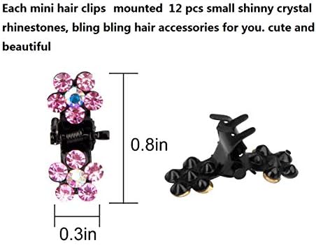 ANBALA 65pcs Mini Hair Clips No-Slip Grip Small Claw Clips Glitter Teeth Clips Rhinestone Hair Clips Metal Clamps Flower Hair Accessories for Women Girls (Mix Color) - Image 6