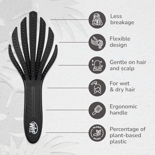 Wet Brush Go Green Curl Detangler Hair Brush - Black - Ultra-Soft IntelliFlex Detangling Bristles Glide Through Tangles with Ease - Great For Curly Hair - No Split Ends & Pain-Free (Pack of 2) - Image 3