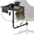 Tasalon Salon Hairstylist Tray, Metal Hair Extension Holder for Styling, Chair Mounted Hair Tray with 2 Magnetic Hair Dye Bowls, Professional Hair Color Tray for Hairstylist Station, Black by TASALON