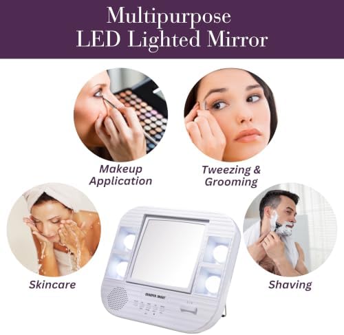 JERDON Lighted Makeup Mirror with 5X Magnification - White - J1025 - Image 5