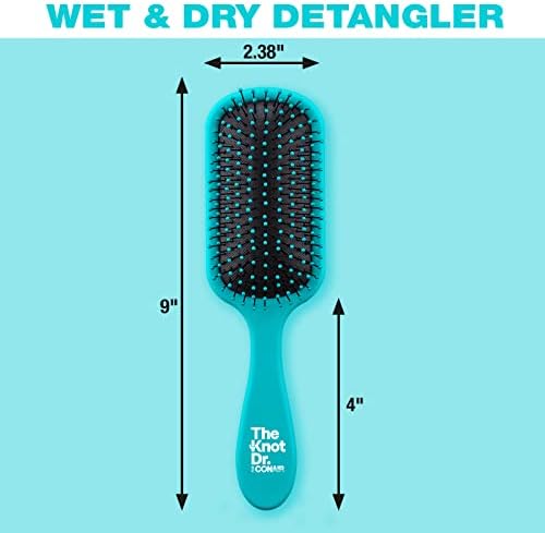 The Knot Dr. hair brush by Conair - Detangling hair brush - Removes Knots and Tangles in wet or dry hair - detangler brush - Blue - Image 3