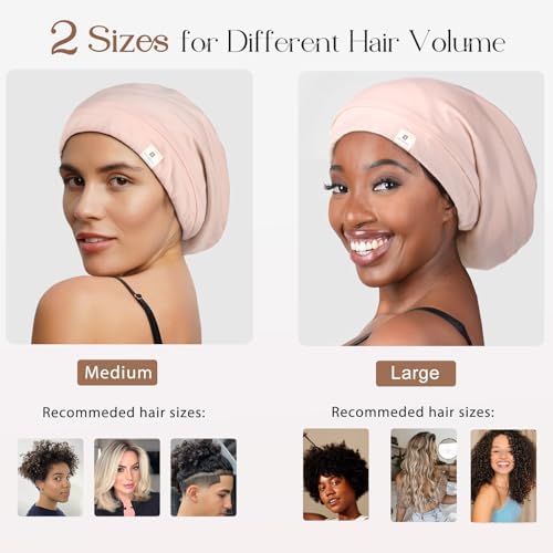 YANIBEST Slouchy Beanie Hat Satin Lined Sleep Cap Chemo Headwear Caps Pink - Image 5