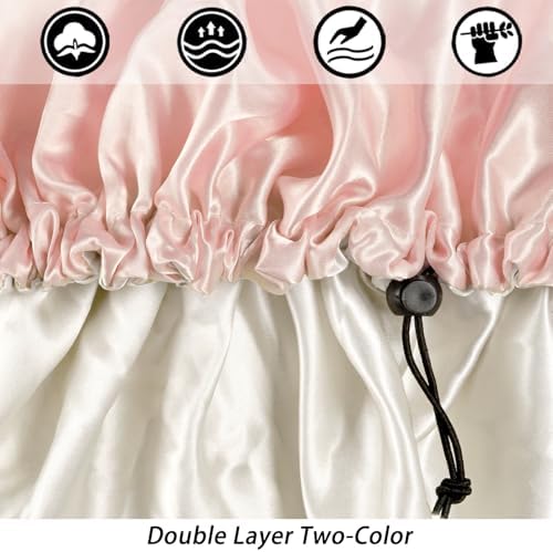 Edoneery Satin Bonnet for Sleeping Women, Double Layer Adjustable Sleep Cap - Image 2