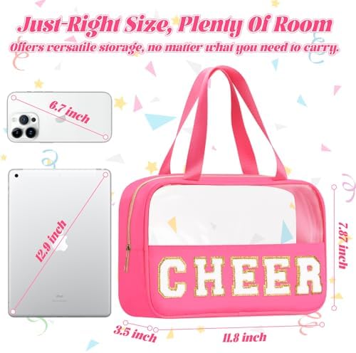 BuyCard Cheer Chenille Letter Bags Clear Makeup Bag, Cheerleader Gift Bag - Image 2