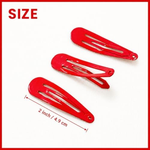 40 Counts Red Color Metal Snap Hair Clips 2 Inch Barrettes for Women Accessories - Image 3