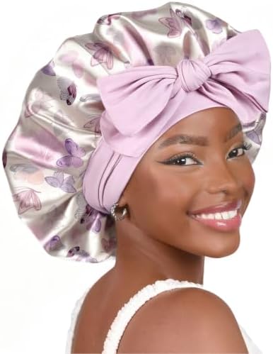 YANIBEST Adjustable Silk Bonnet for Sleeping Women Double Layer Satin Bonnet Reduce Friction Prevent Frizz Curly Hair by yanibest