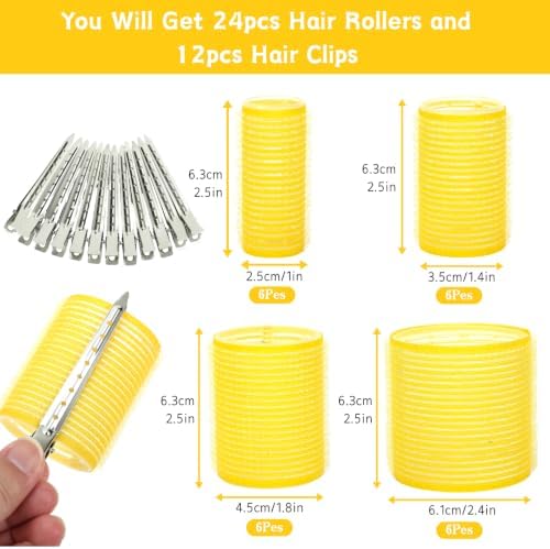 Jumbo Hair Curlers Rollers with Clips,36 Pieces with 4 Sizes - Image 2