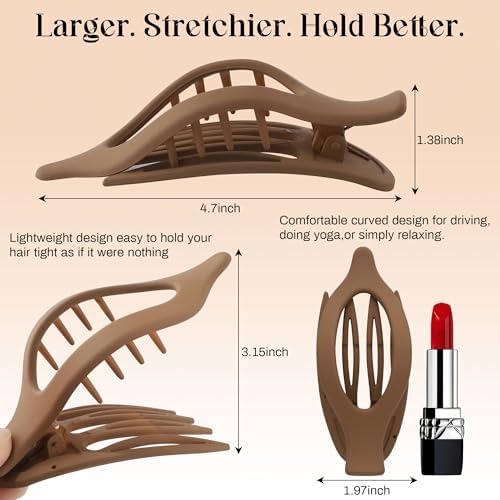 AWAYTR 6Pcs French Flat Hair Clips, Lay Flat Claw Clip for Women - Image 4