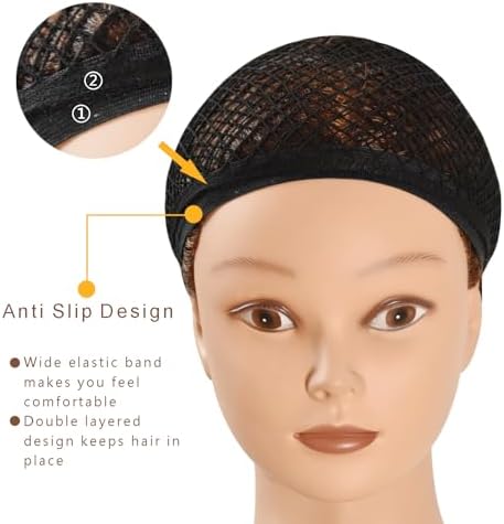 2 Pieces Mesh Wig Caps for Long Hair with Open-end Wig Cap Weaving Wig Cap for Women (Black L) - Image 3