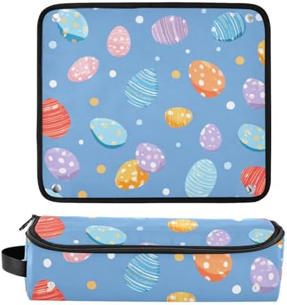 Hair Tools Travel Bag with Heat Resistant Mat 2-in-1 Hot Tools Travel Bag Organizer Flat Curling Iron Travel Case for Straightener Blue Polka Dot Easter Egg - Image 3