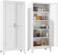 YAUWOH 71''Metal Cabinet with 4 Adjustable Shelves,5-Tier Pantry Storage Cabinet,Kitchen Pantry Cabinet for Living Room,Dining Room, (1PC,White) by YAUWOHFactoryOutletsColorfulMetalFurniture