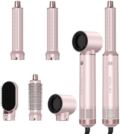 Dryhsip 5 in 1 Hair Styler & Wrap Air Curler, Low-Speed Hair Tools (Pink) by Dryhsip