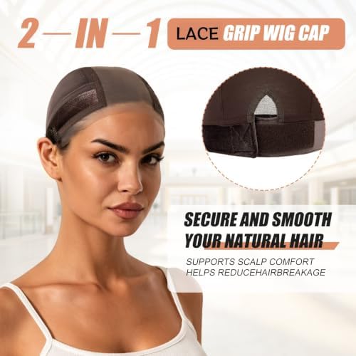 Riemann Lace Built in silicone Wig Grip Cap for Women1 PCS (Brown) - Image 4