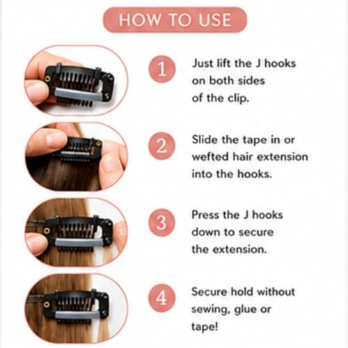 Snap On Wig Clips 16 pieces Black - Image 2