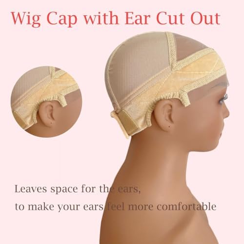 Lace Wig Grip Cap for Glueless Wig 11x5 Large Transparent Lace Reusable Wig Cap, Grip Cap for Lace Frontal Wigs to Keep Wigs in Place, Adjustable Wig Cap with Non Slip Grip Band for Women (Beige) - Image 4