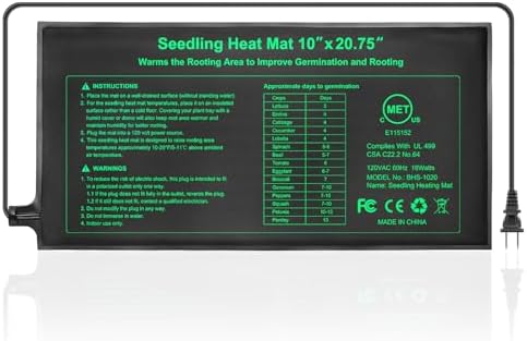 GOLOPET Seedling Heat Mat Dual Certified by MET and UL Plant Heating Mat Pad with Power Failure Protection Thermostatic Waterproof Suitable for Seedlings (Black, Pack of 1) by Afullrangeofservicesforyourpet