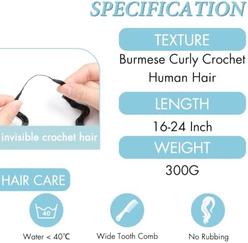 Crochet Human Hair for Black Women 20 Inch 150g 120 Strands 30# Pre-Separated Feather Crochet Hair Extensions Crochet Hair Burmese Curly Bundles Human Hair Curly Auburn Ginger - Image 3