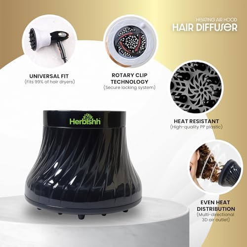 Herbishh Universal Hair Dryer Diffuser for Curly, Coily & Wavy Hair, Black - Image 5