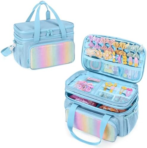 Hair Bow Organizer Baby Girls, Double Layer Hair Accessories Storage Bag by GRAOSO