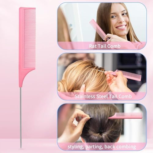 Hair Brush Set with Continuous Spray Bottle，Slick Back Hair Brush Back Brushing, Combing, Slicking Hair (PINK) - Image 5