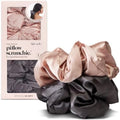 Kitsch Pillow Satin Scrunchies for Women -Blush/Charcoal, 2pcs by Kitsch