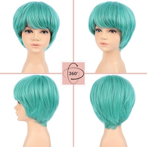 PUREHAIR Kids Short Green Wig with Tattoos for Boys Costume - Image 2