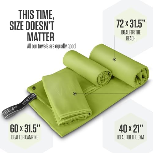 VENTURE 4TH Quick Dry Microfiber Towel for Camping & Gym - Lime Medium - Image 7
