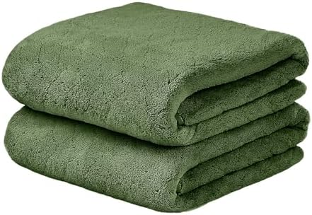 JML Microfiber Bath Towels Set of 2, 30 in x 60 in, Olive-Green by JML