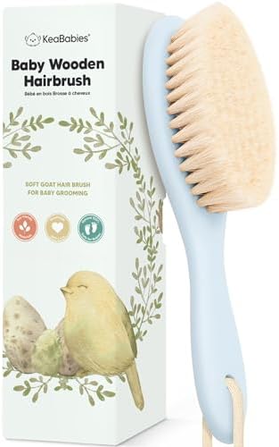 Wooden Baby Hair Brush for Toddler, Infant Cradle Cap (Frost, Regular) by KeaBabies