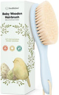 Wooden Baby Hair Brush for Toddler, Infant Cradle Cap (Frost, Regular) by KeaBabies