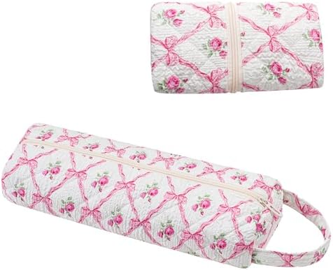 RSRSLEII Quilted Hair Tools Travel Bag,Portable&Foldable,Pink Bow by RSRSLEII