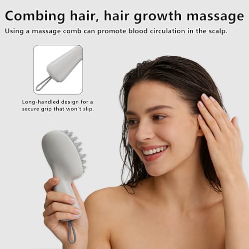 Scalp Massager with Long Handle Hair Growth, Soft Silicone Scalp Scrubber Shampoo Brush for Exfoliation, Dandruff Removal & Head Massage Stress Relax, Wet & Dry Use for Thick, Thin Hair Care - Image 5