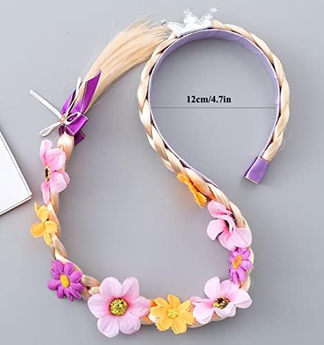 2Pcs Long Braided Wigs Princess Hairpiece Wig Braid Girls Cosplay Headband Hair Dess up Accessories for Girls - Image 3