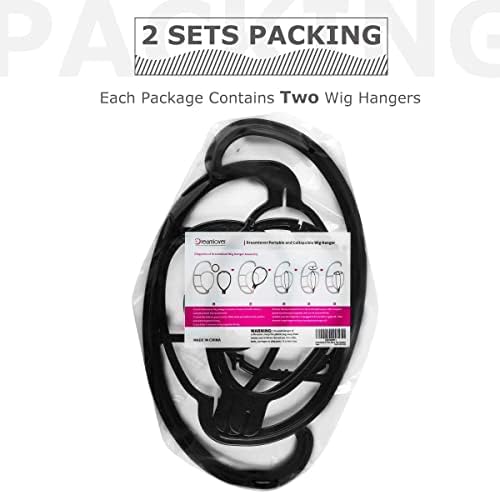 Dreamlover Hanging Wig Stand for Space Saving, Black, 2 Sets - Image 2
